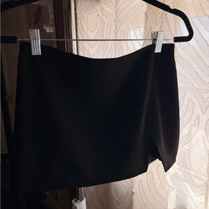 Olivaceous Black Mini Skirt with Asymmetrical Hem
